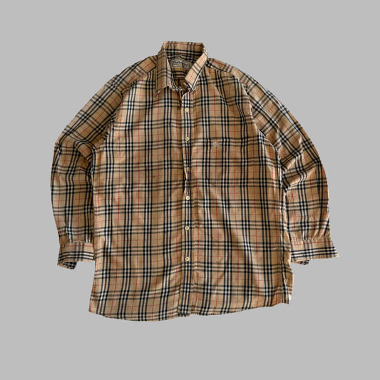 90s Burberry Nova Check Button Up Shirt - S