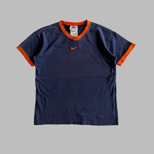 90s Nike Centre Swoosh Ringer Baby Tee - S/M