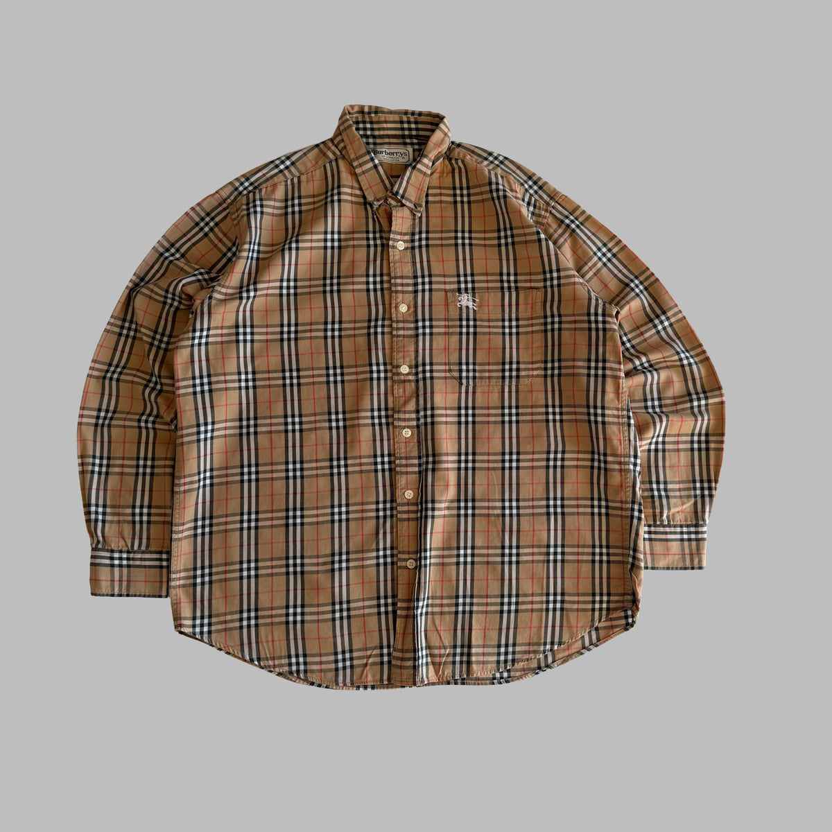 90s Burberry Nova Check Button Up Shirt - L