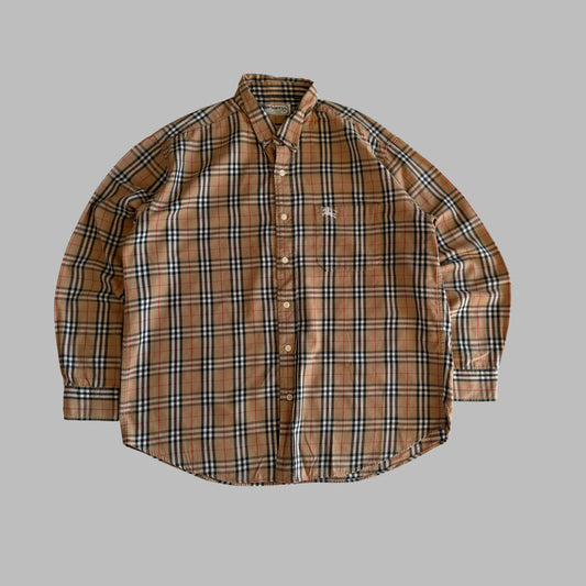 90s Burberry Nova Check Button Up Shirt - L