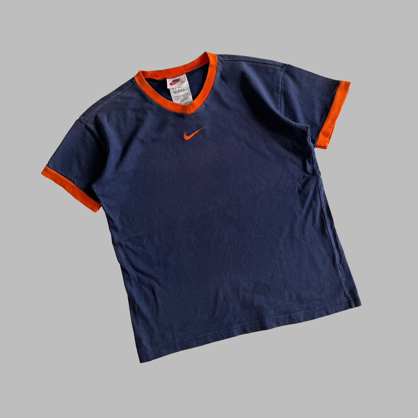 90s Nike Centre Swoosh Ringer Baby Tee - S/M