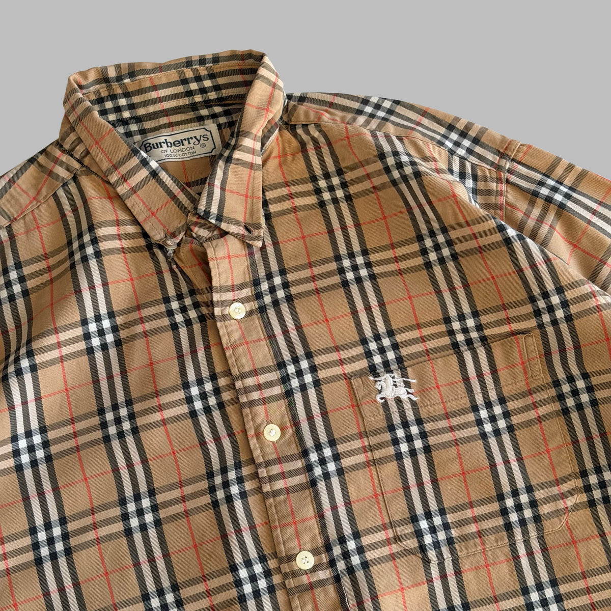 90s Burberry Nova Check Button Up Shirt - L