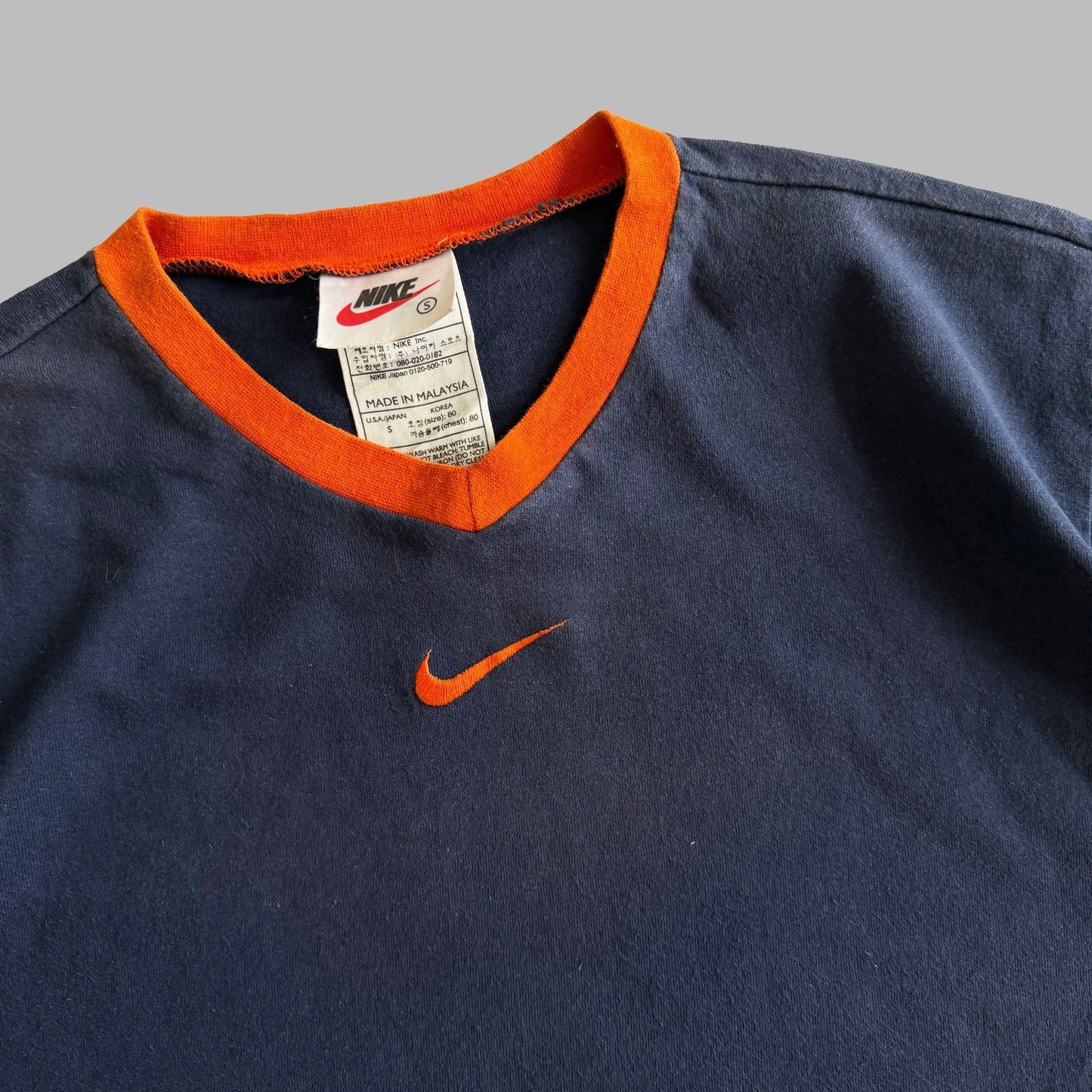 90s Nike Centre Swoosh Ringer Baby Tee - S/M