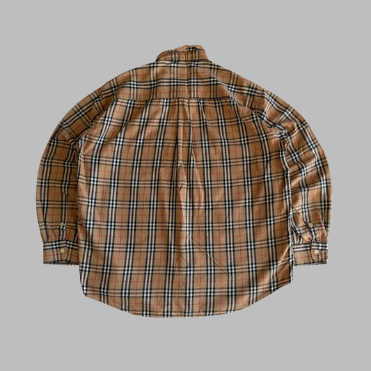 90s Burberry Nova Check Button Up Shirt - L