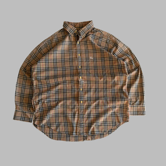 90s Burberry Nova Check Button Up Shirt - L