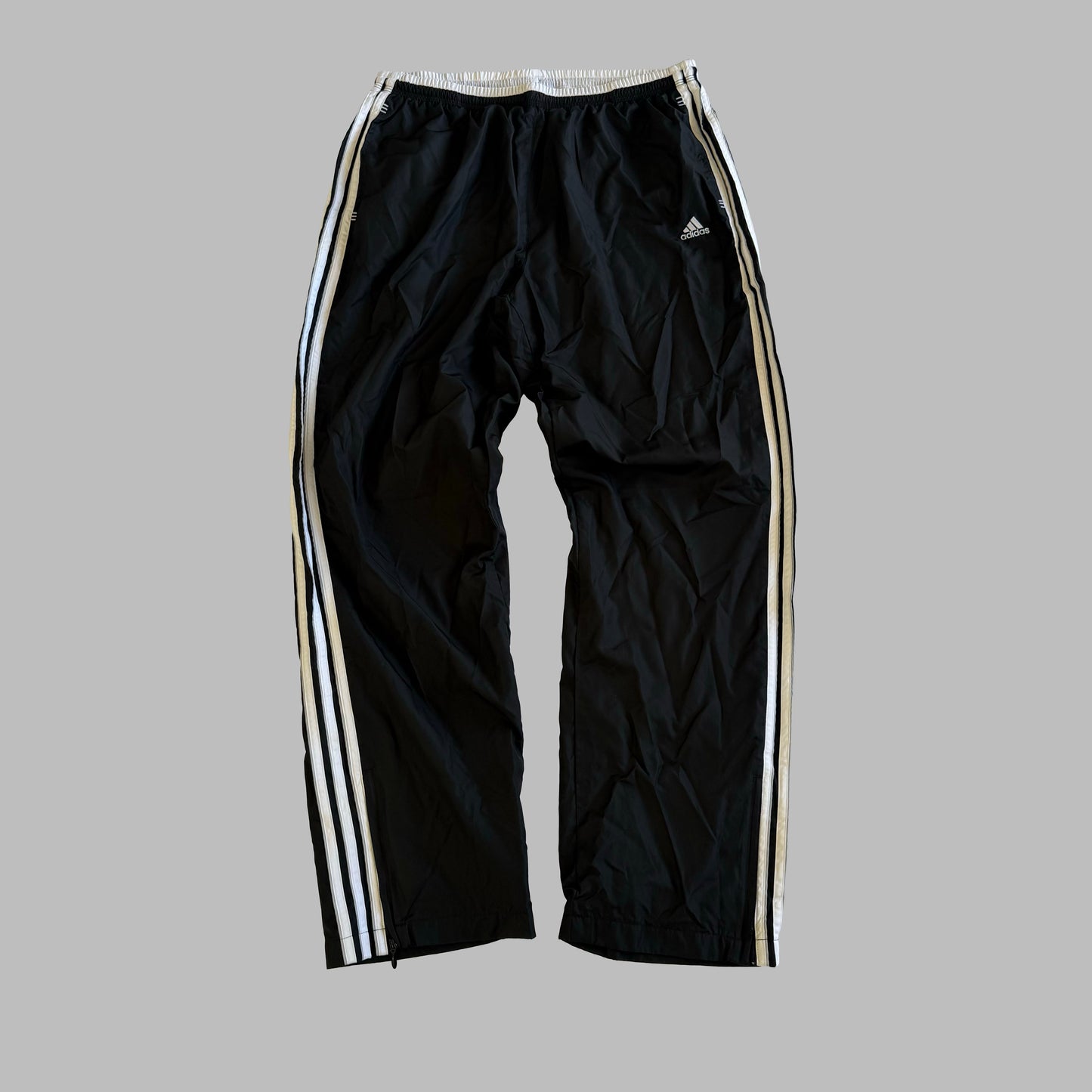Y2K Adidas Wide Leg Three Stripe Track Pants - L