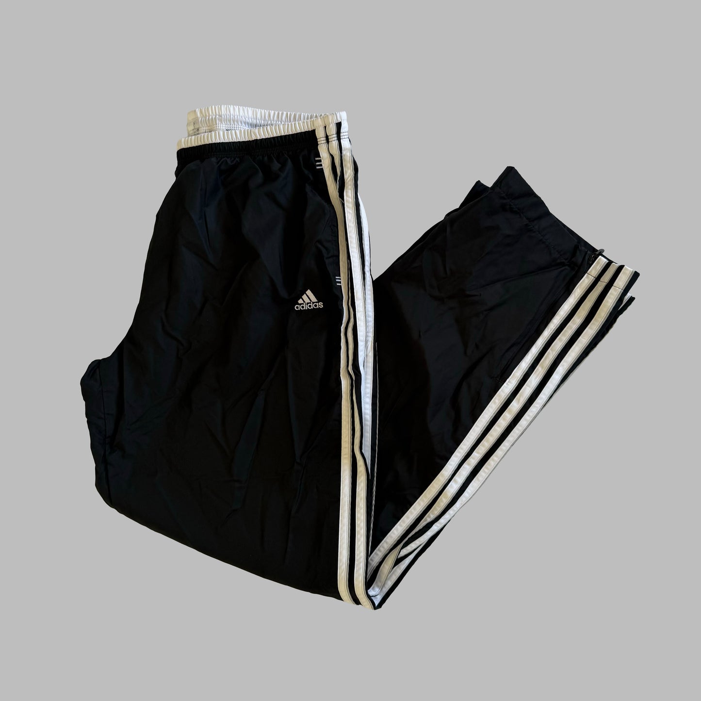 Y2K Adidas Wide Leg Three Stripe Track Pants - L