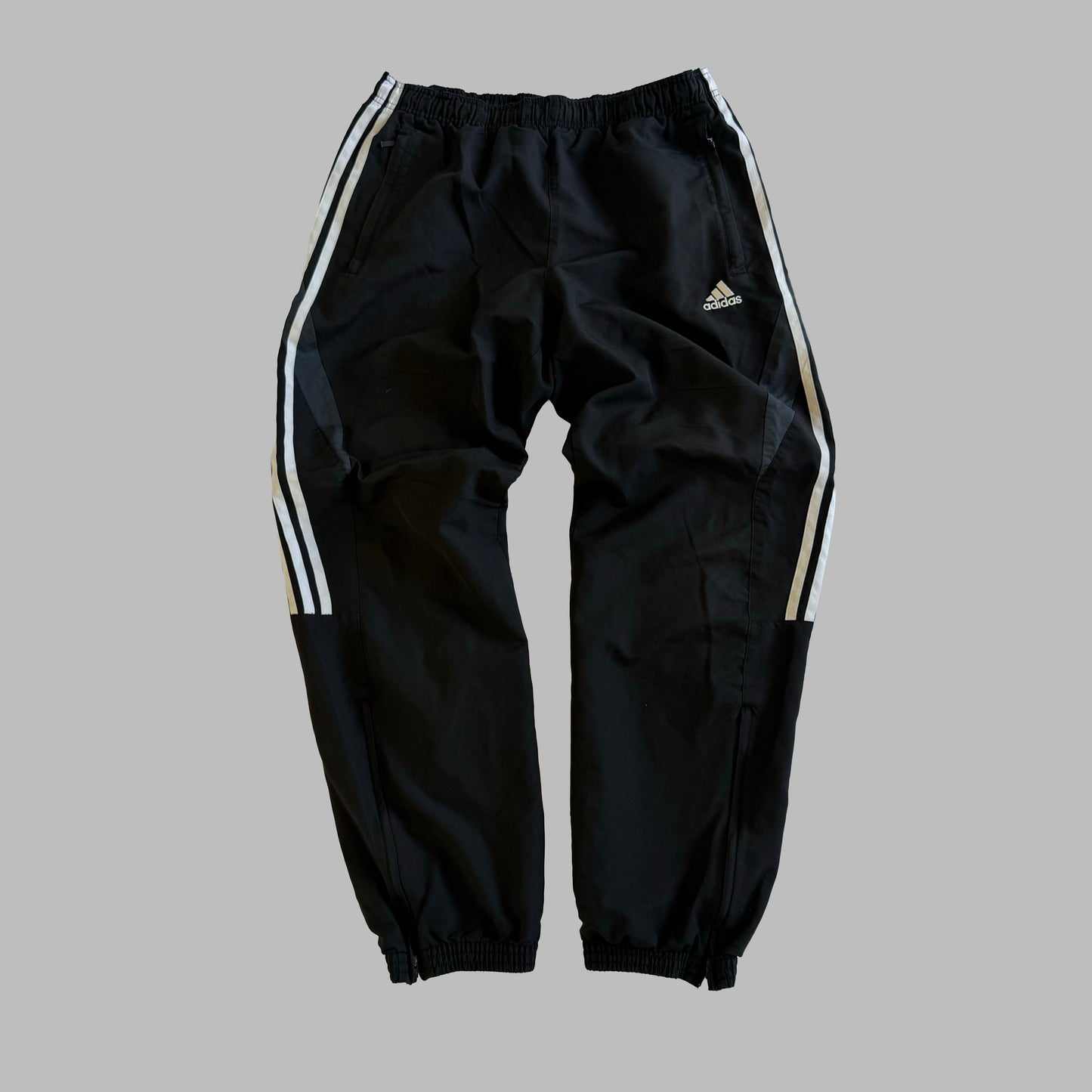 Y2K Adidas Baggy Three Stripe Track Pants - M