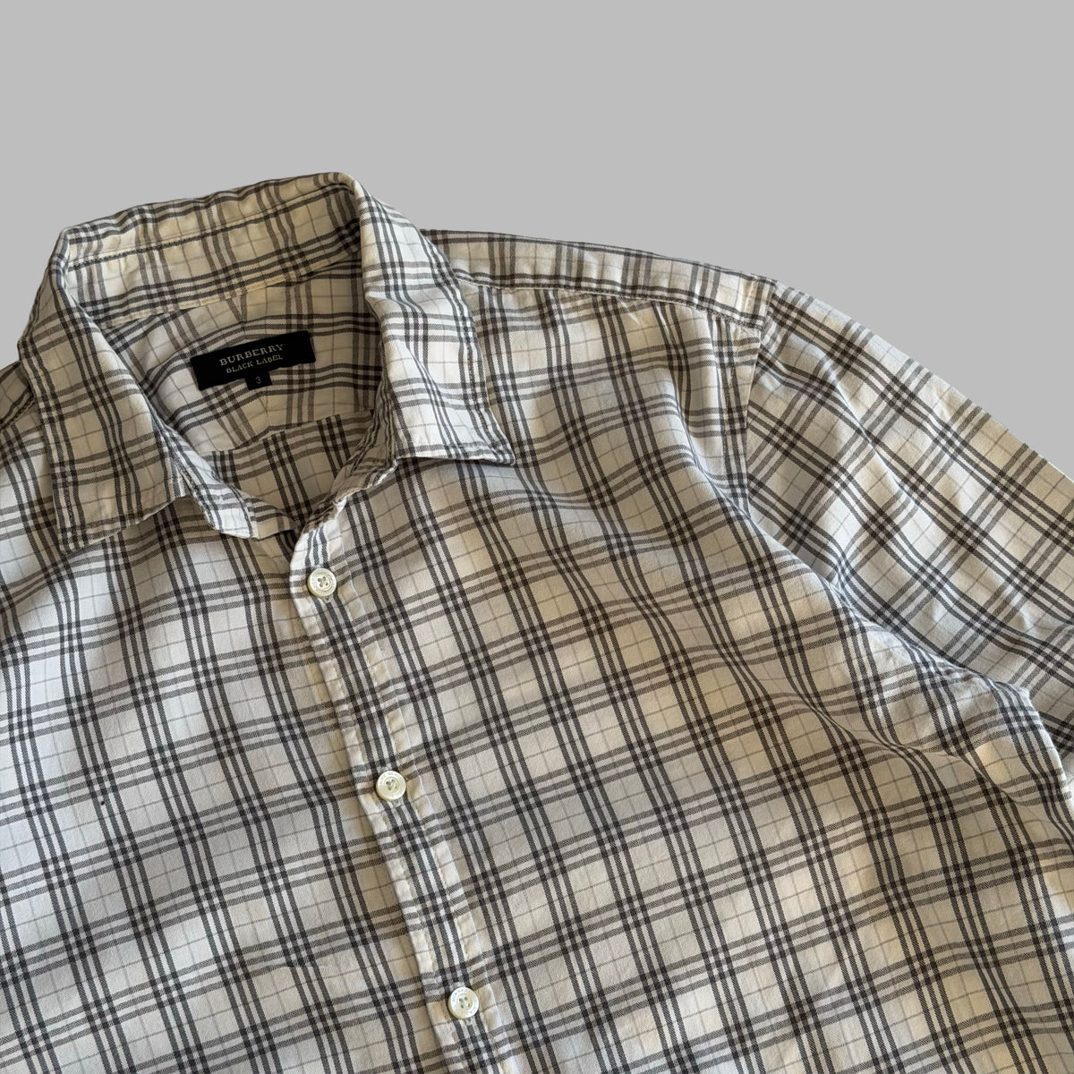 Y2K Burberry Black Label 3/4 Sleeve Button Up Shirt - S