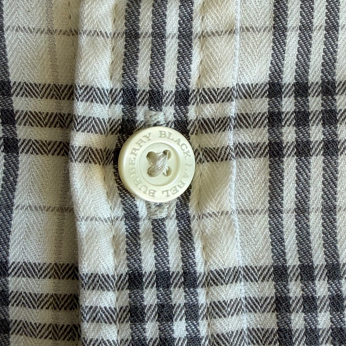 Y2K Burberry Black Label 3/4 Sleeve Button Up Shirt - S