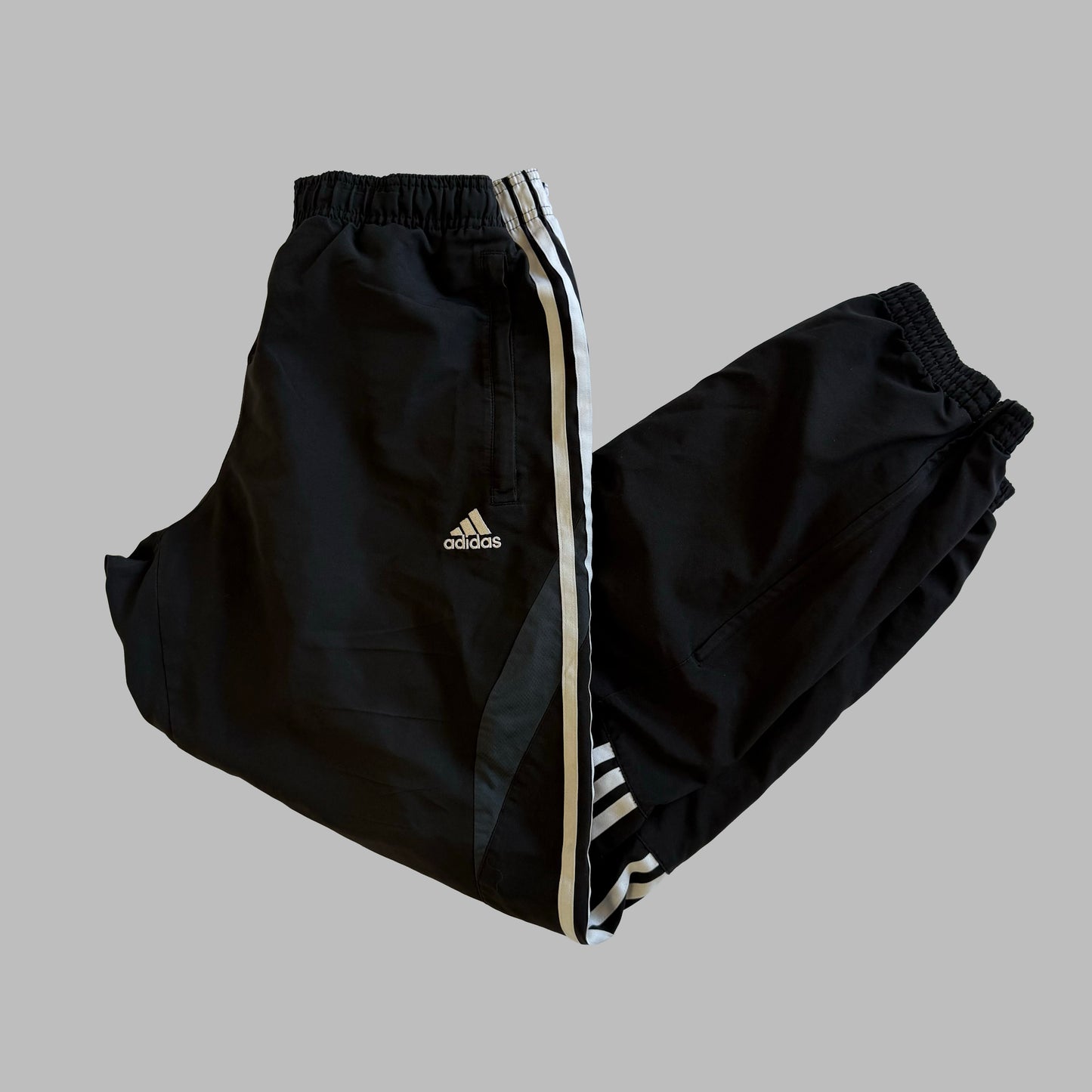 Y2K Adidas Baggy Three Stripe Track Pants - M