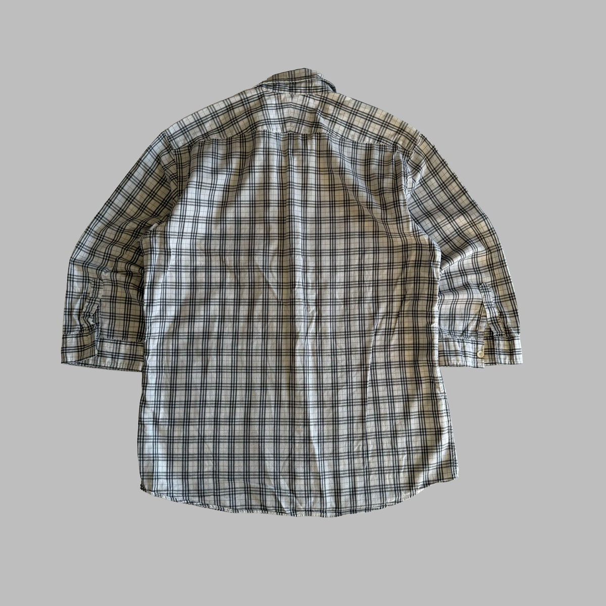 Y2K Burberry Black Label 3/4 Sleeve Button Up Shirt - S