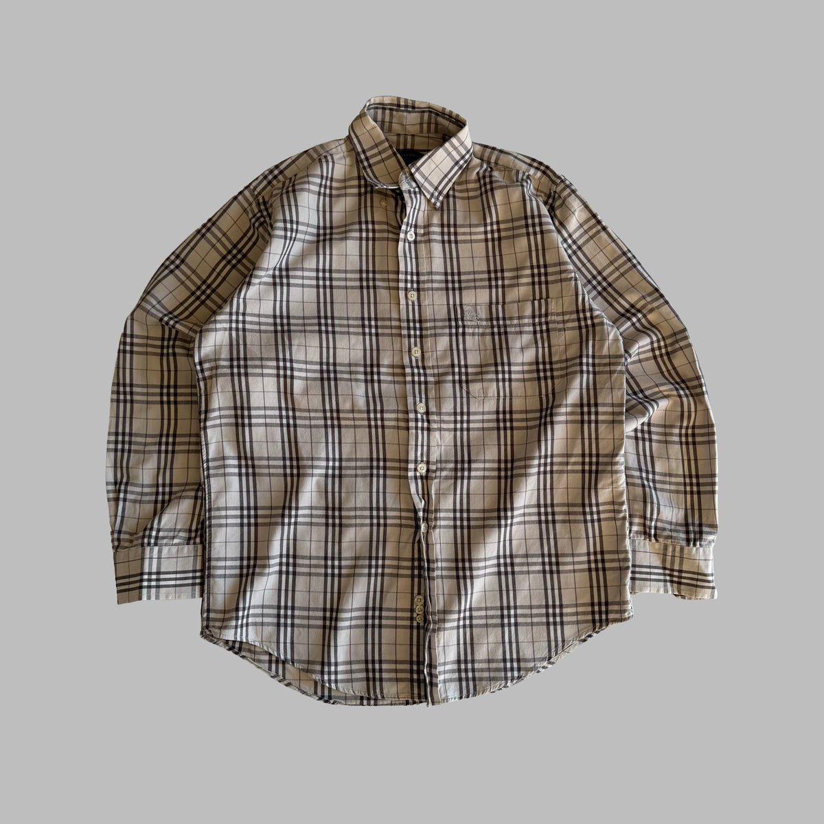 Y2K Burberry Nova Check Button Up Shirt - S