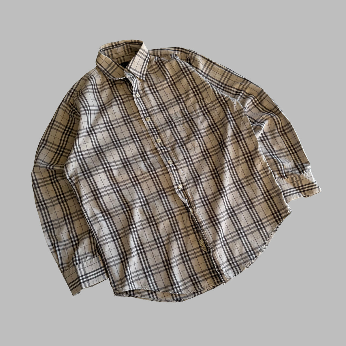Y2K Burberry Nova Check Button Up Shirt - S