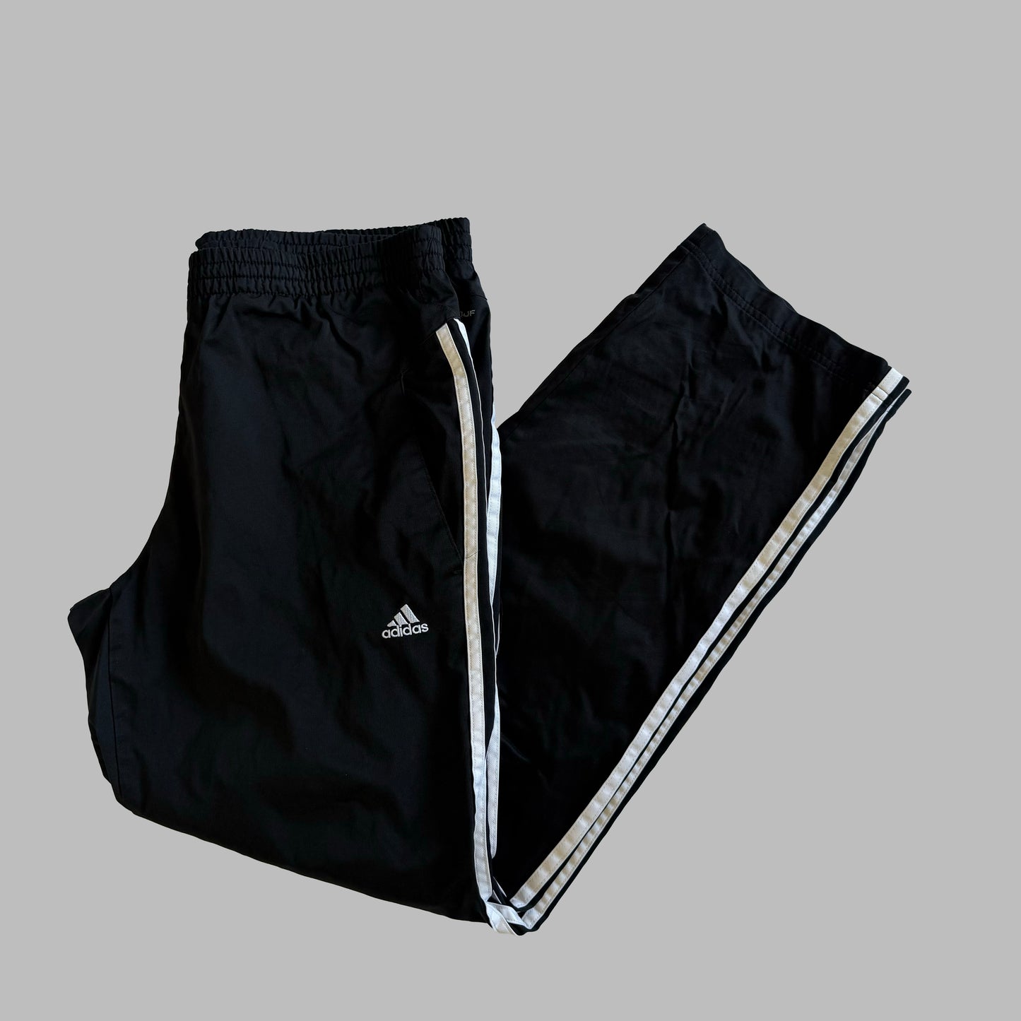 Y2K Adidas Wide Leg Three Stripe Track Pants - M