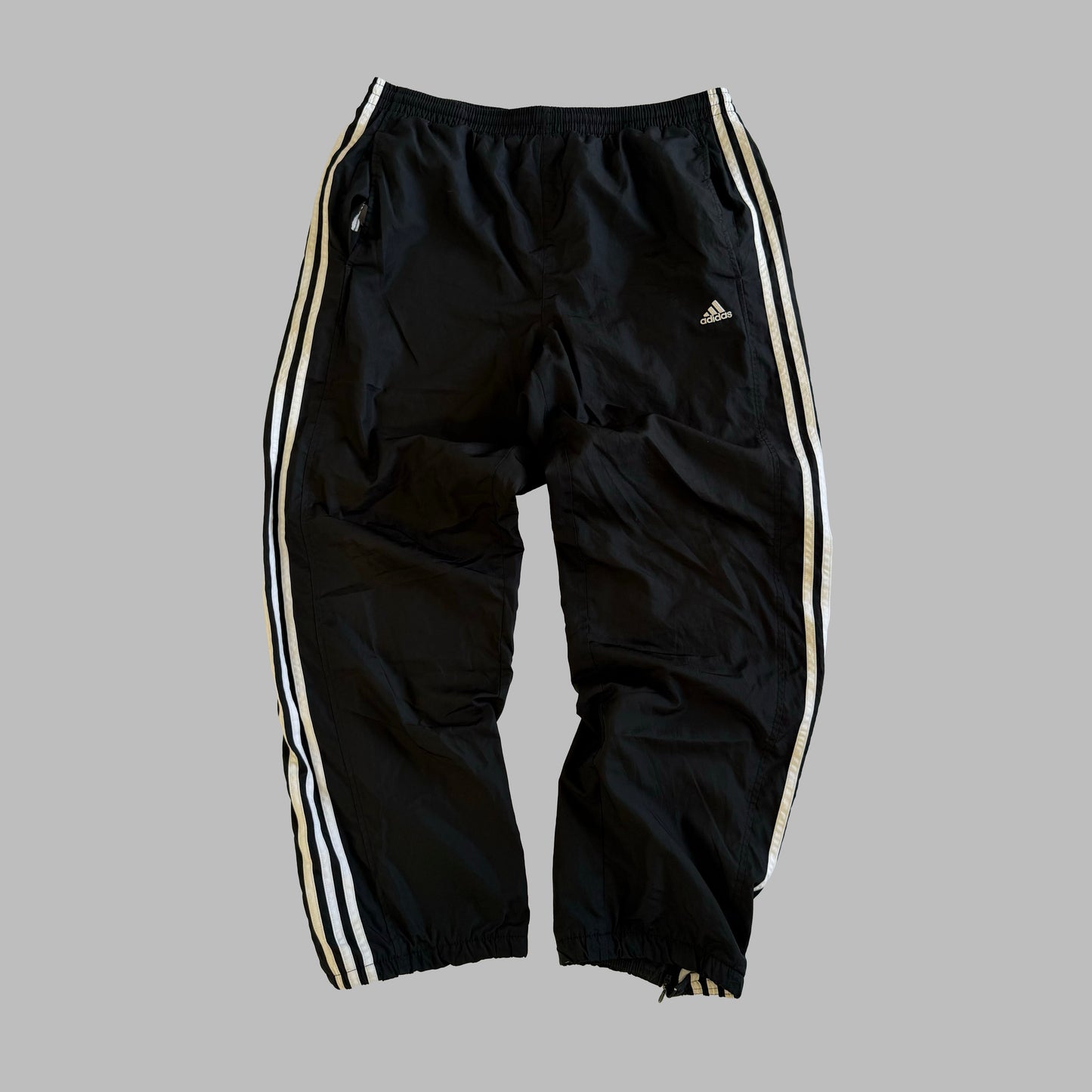 90s Adidas Wide Leg Three Stripe Track Pants - M