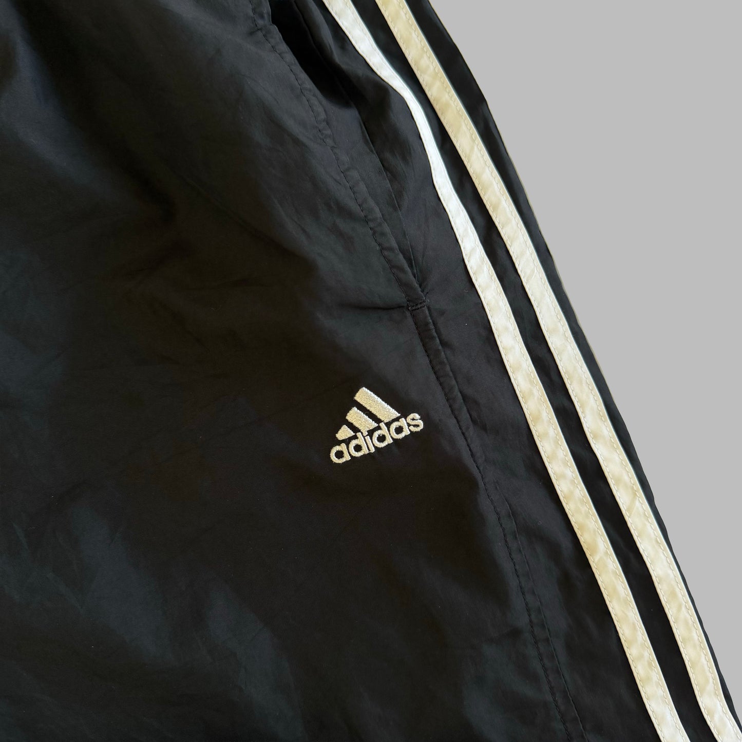 90s Adidas Wide Leg Three Stripe Track Pants - M