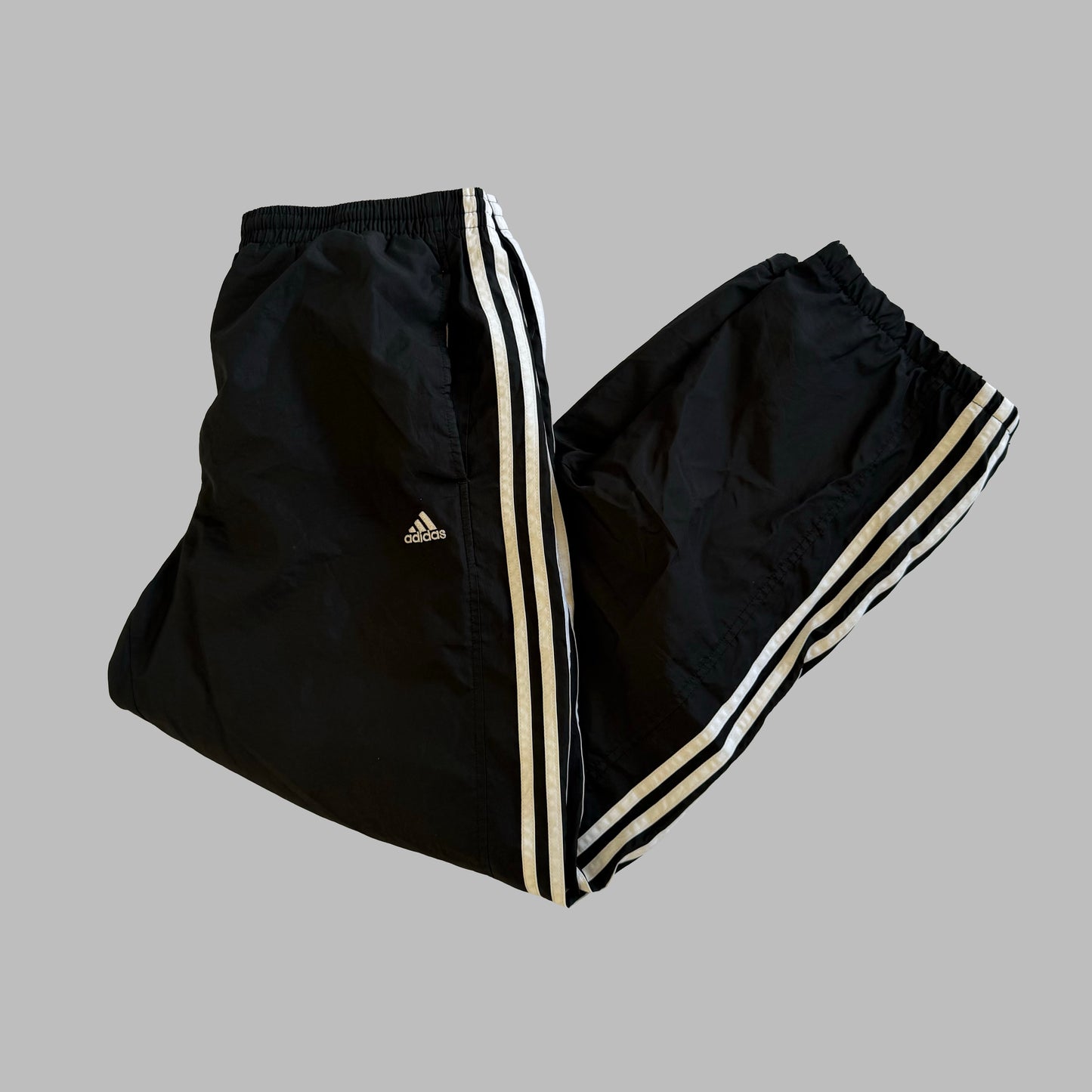 90s Adidas Wide Leg Three Stripe Track Pants - M
