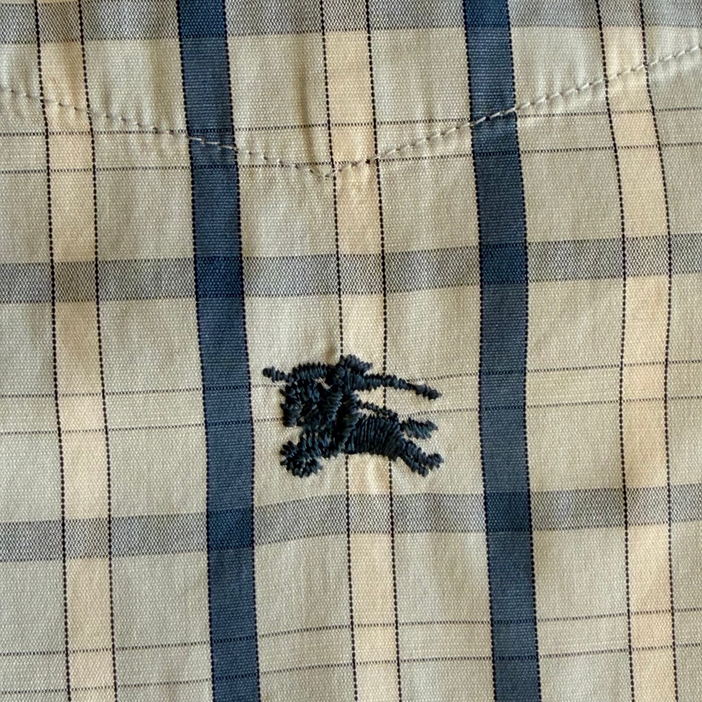 Y2K Burberry Checkered Short Sleeve Button Up Shirt - L