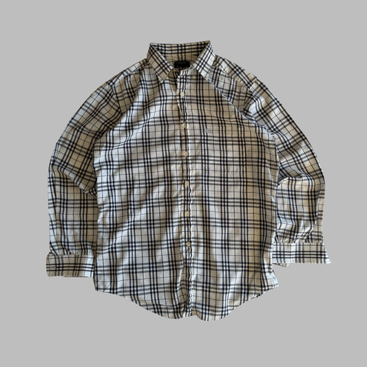 Y2K Burberry Checkered Button Up Shirt - S