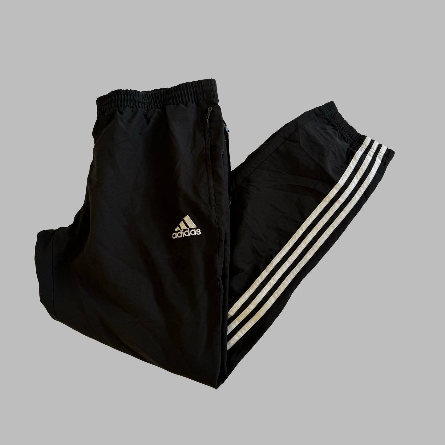 Y2K Adidas Baggy Three Stripe Track Pants - L