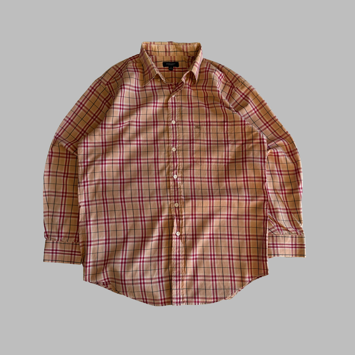 Y2K Burberry Checkered Button Up Shirt - M