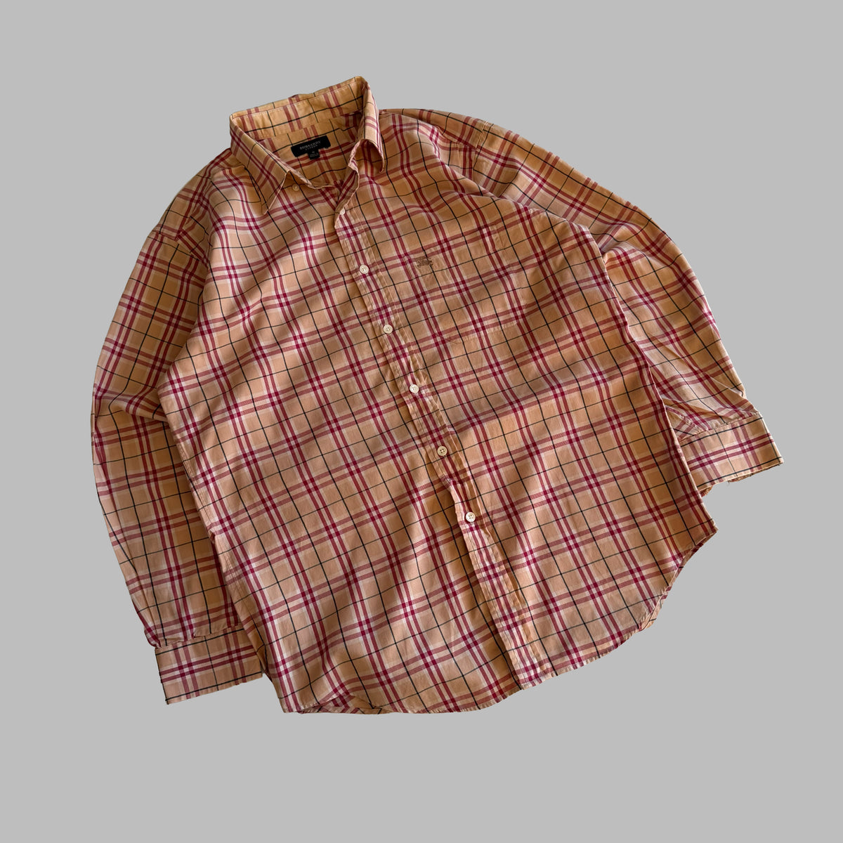 Y2K Burberry Checkered Button Up Shirt - M
