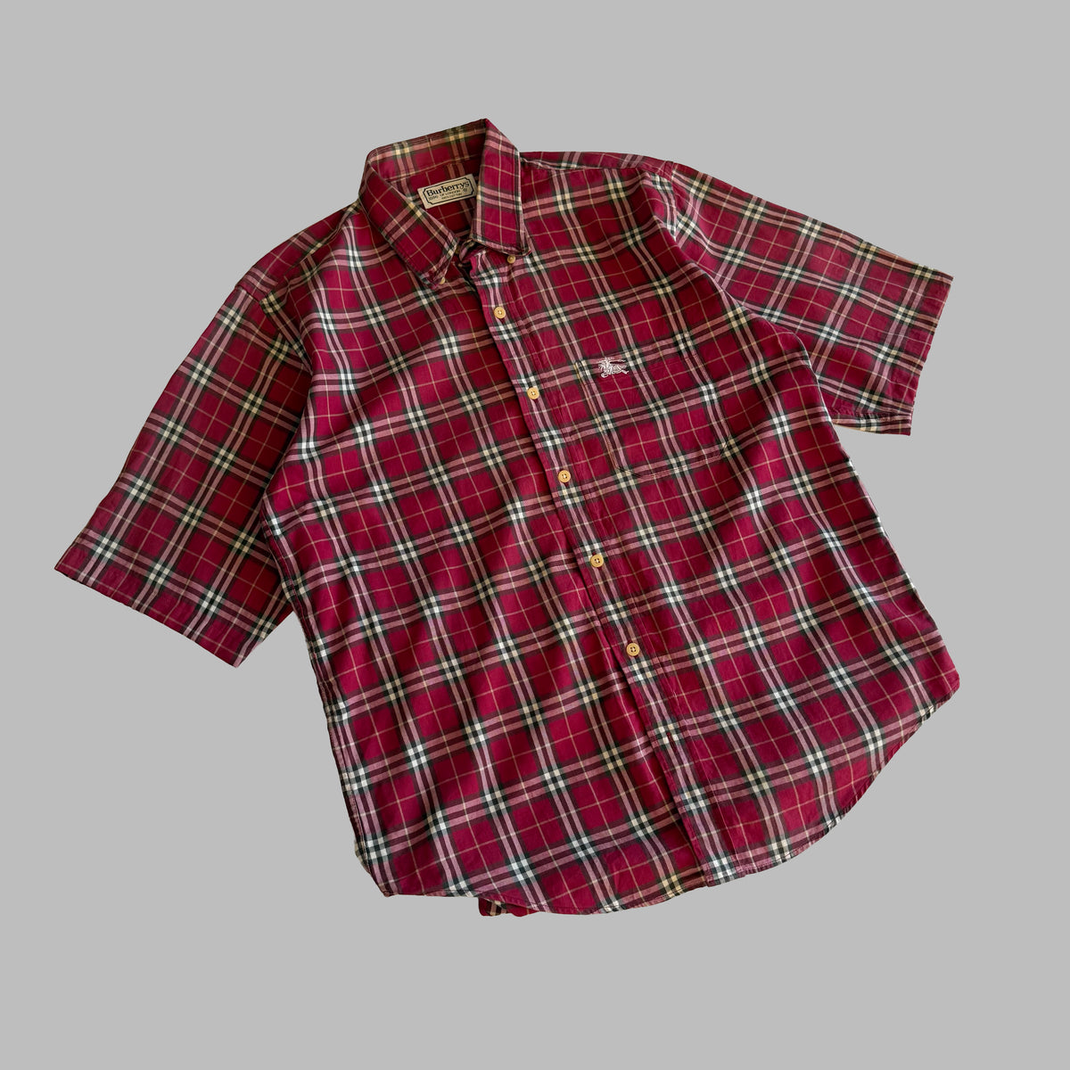 90s Burberry Short Sleeve Button Up Shirt - M