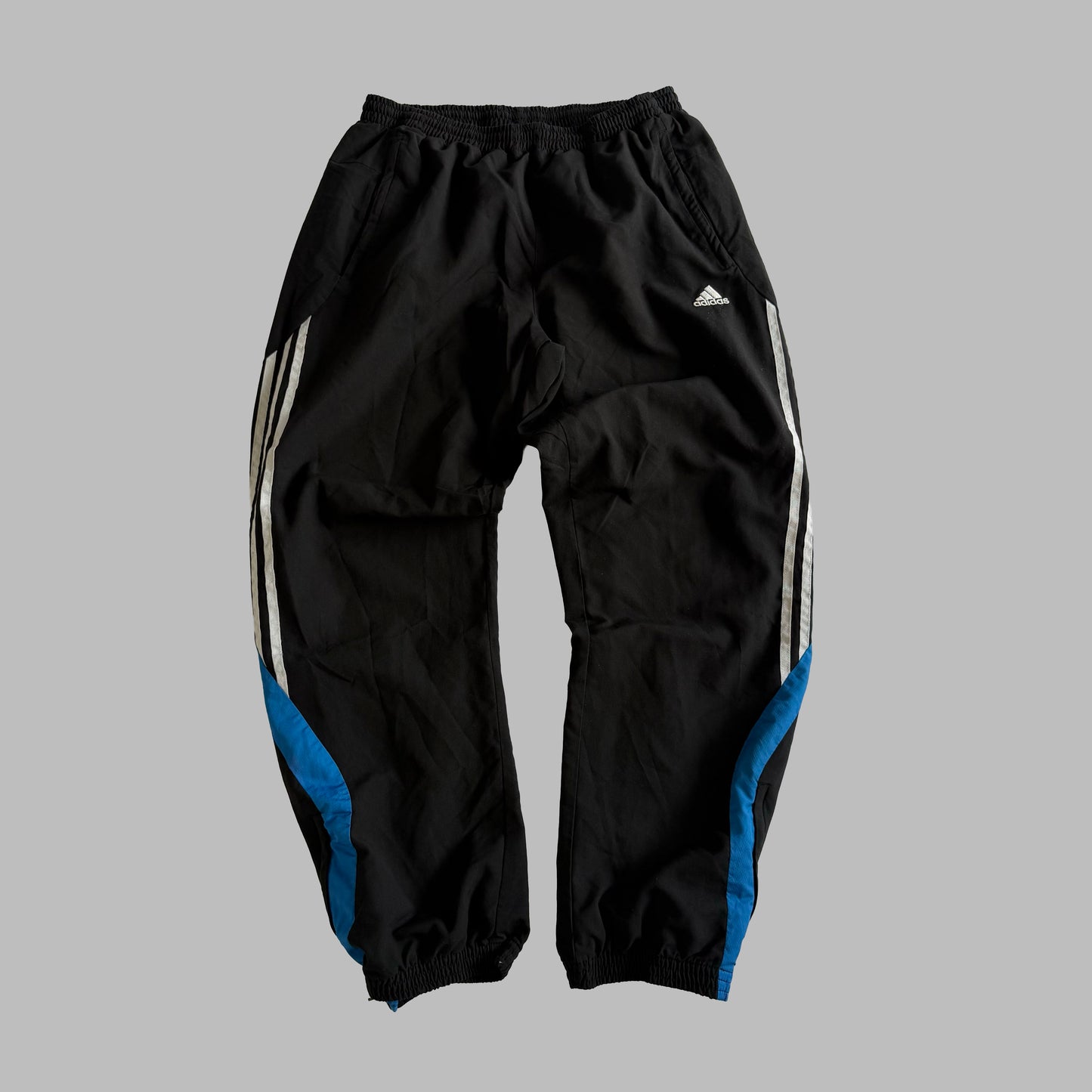 Y2K Adidas Baggy Three Stripe Track Pants - L