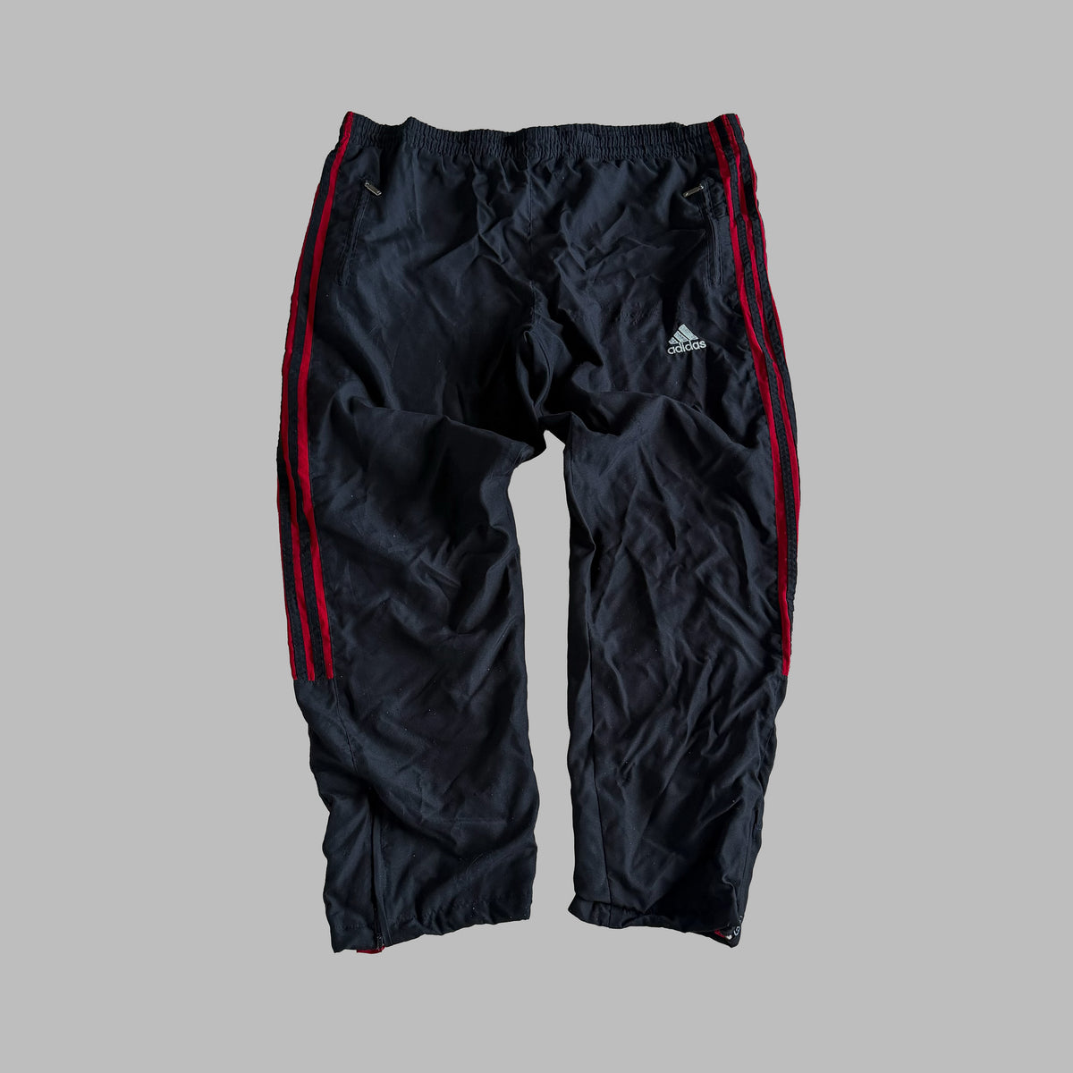90s Adidas Three Stripe Wide Leg Track Pants - L