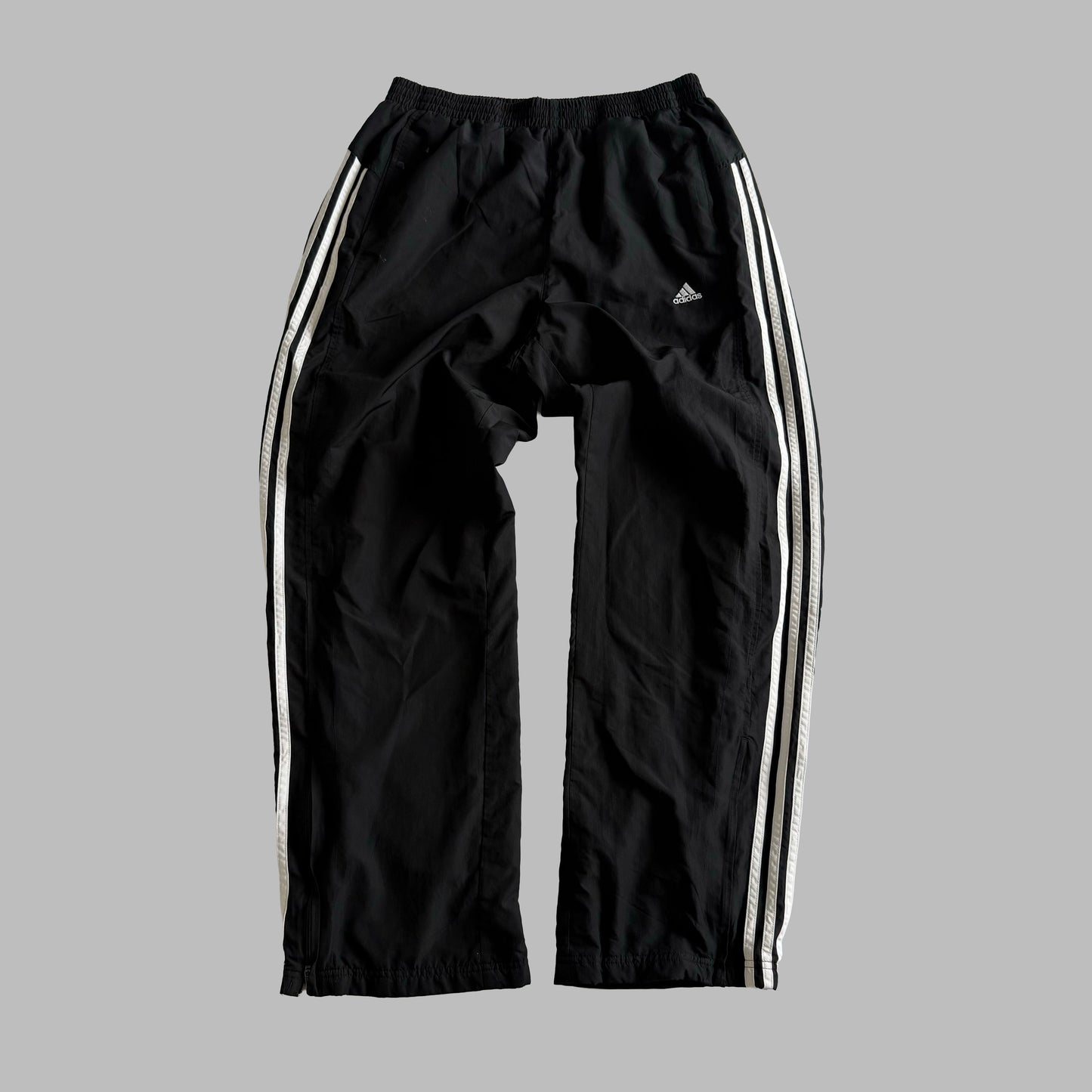 Y2K Adidas Wide Leg Three Stripe Track Pants - L