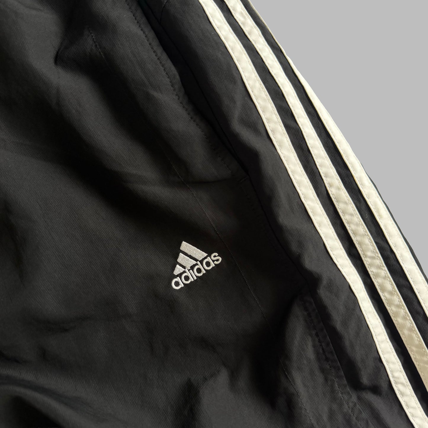 Y2K Adidas Wide Leg Three Stripe Track Pants - L
