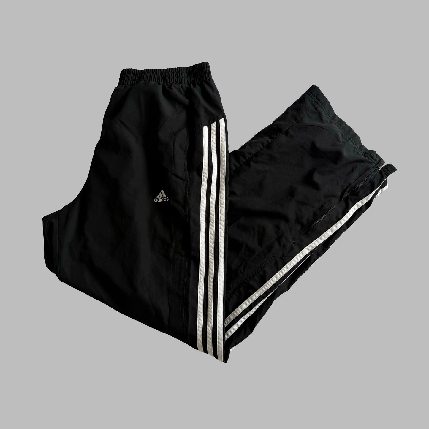 Y2K Adidas Wide Leg Three Stripe Track Pants - L