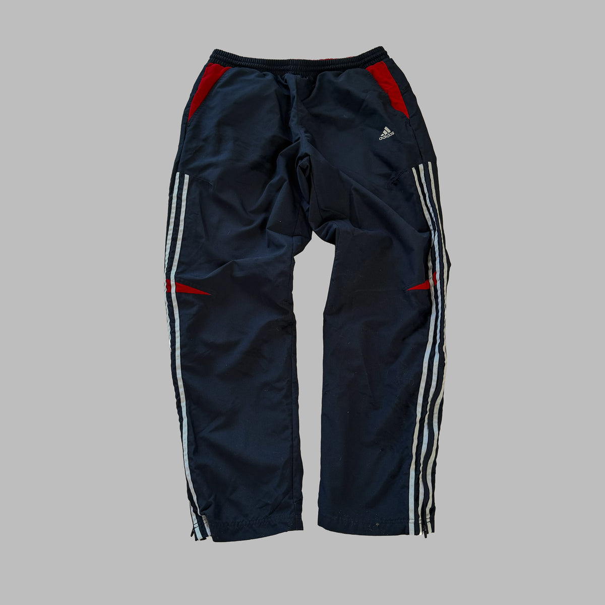 Y2K Adidas Three Stripe Wide Leg Track Pants - L