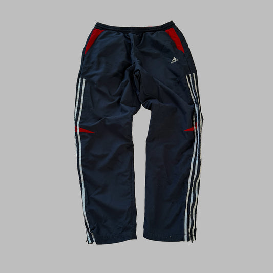 Y2K Adidas Three Stripe Wide Leg Track Pants - L