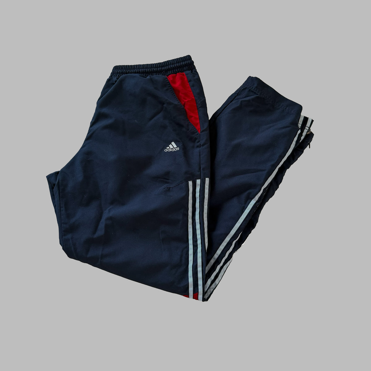 Y2K Adidas Three Stripe Wide Leg Track Pants - L