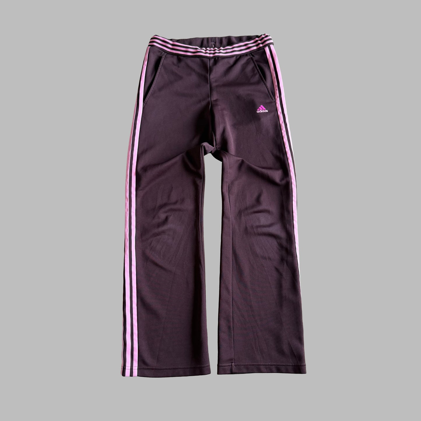 Y2K Adidas Three Stripe Straight Leg Track Pants - S