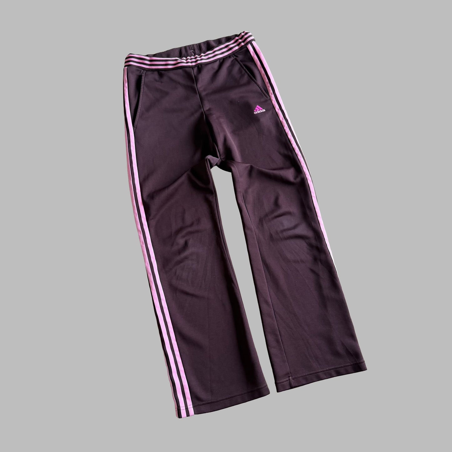 Y2K Adidas Three Stripe Straight Leg Track Pants - S