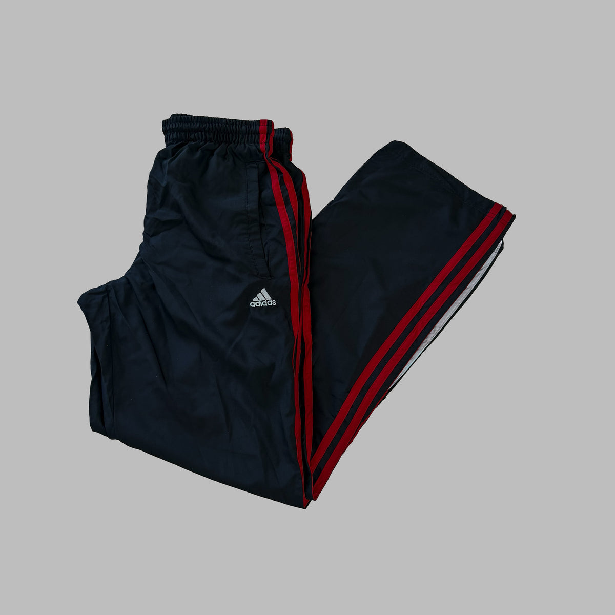 Y2K Adidas Three Stripe Wide Leg Track Pants - XS