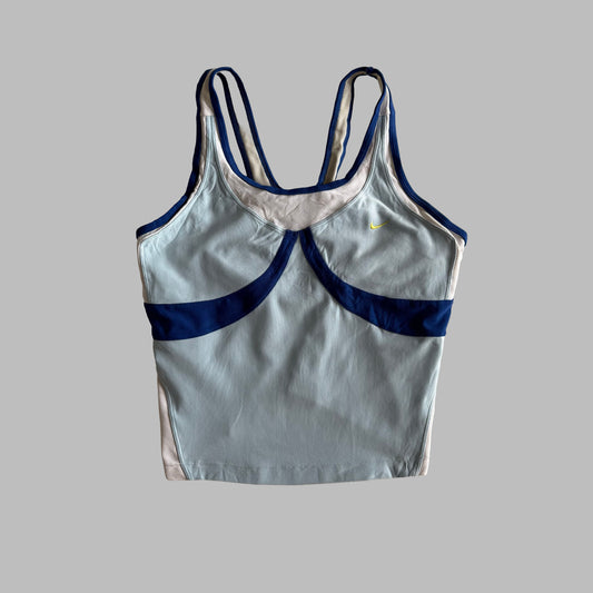 Y2K Nike Panelled Racer-Back Activewear Top - M
