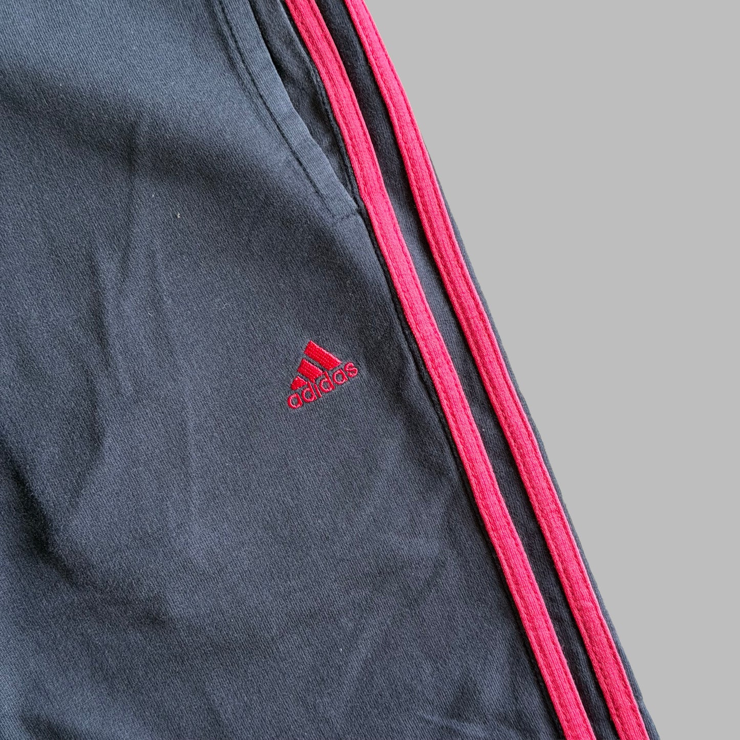 Y2K Adidas Three Stripe Wide Leg Cotton Track Pants - M
