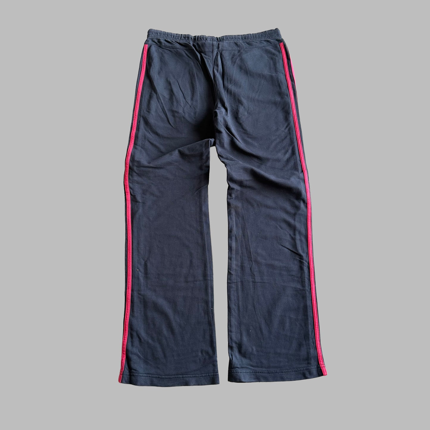 Y2K Adidas Three Stripe Wide Leg Cotton Track Pants - M