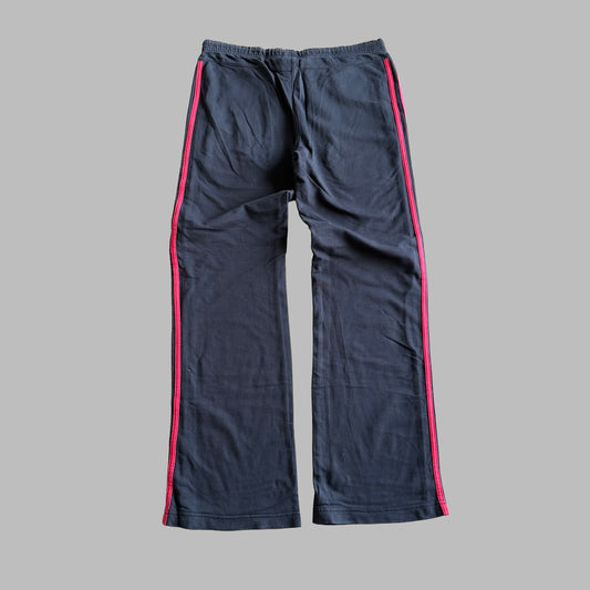 Y2K Adidas Three Stripe Wide Leg Cotton Track Pants - M