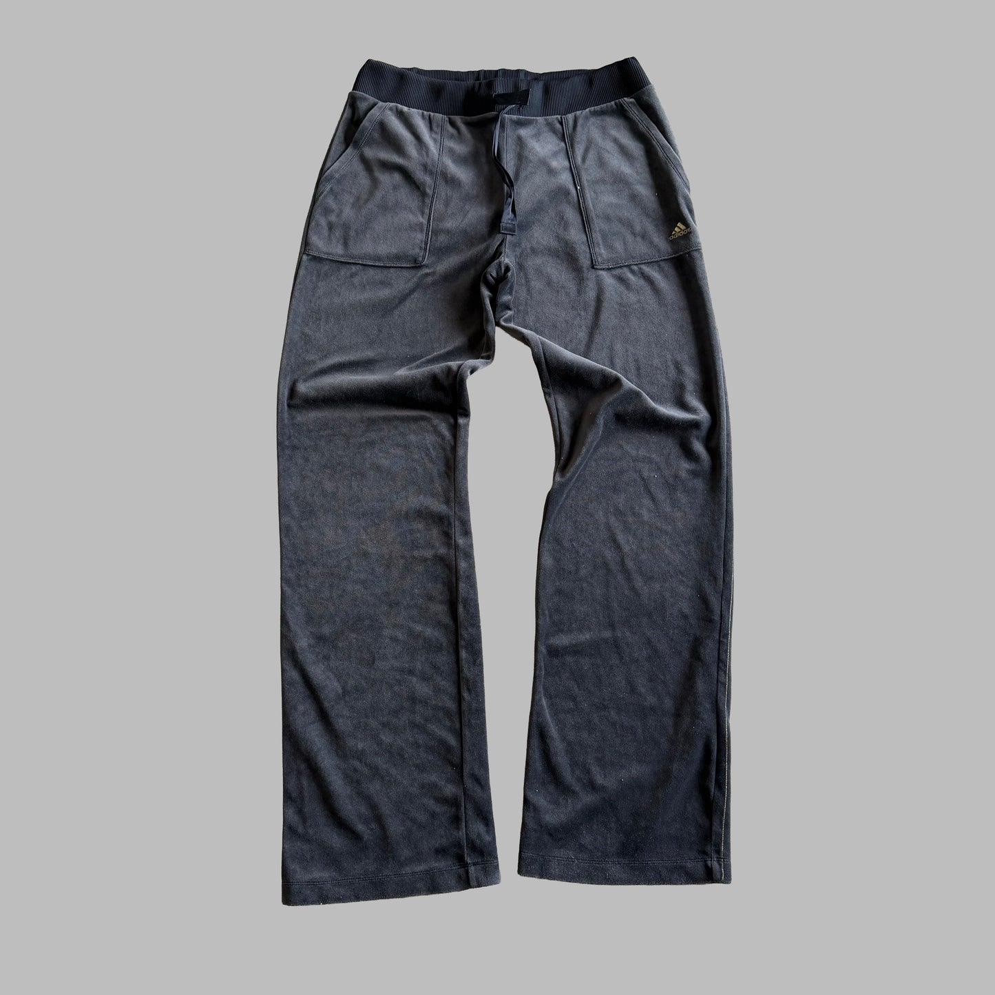Y2K Adidas Wide Leg Velour Track Pants - L