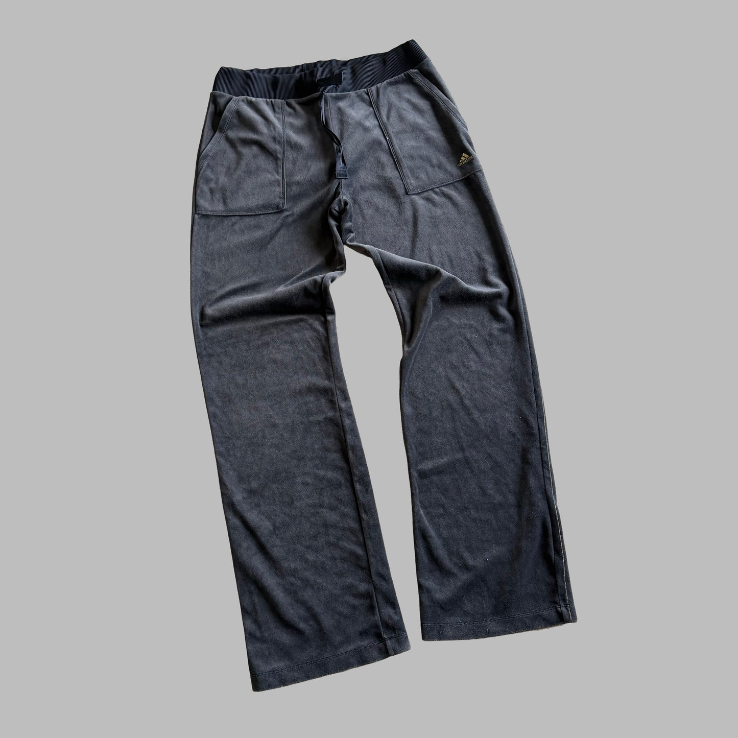Y2K Adidas Wide Leg Velour Track Pants - L