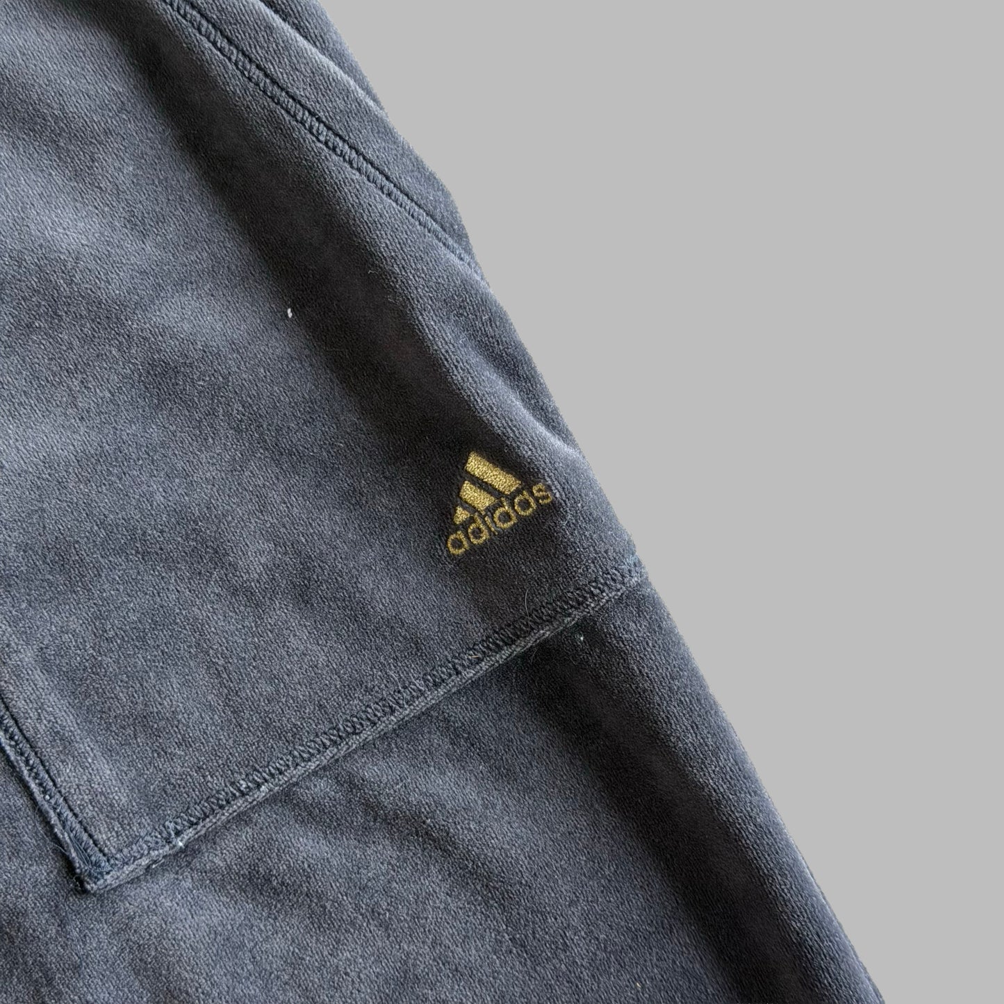 Y2K Adidas Wide Leg Velour Track Pants - L