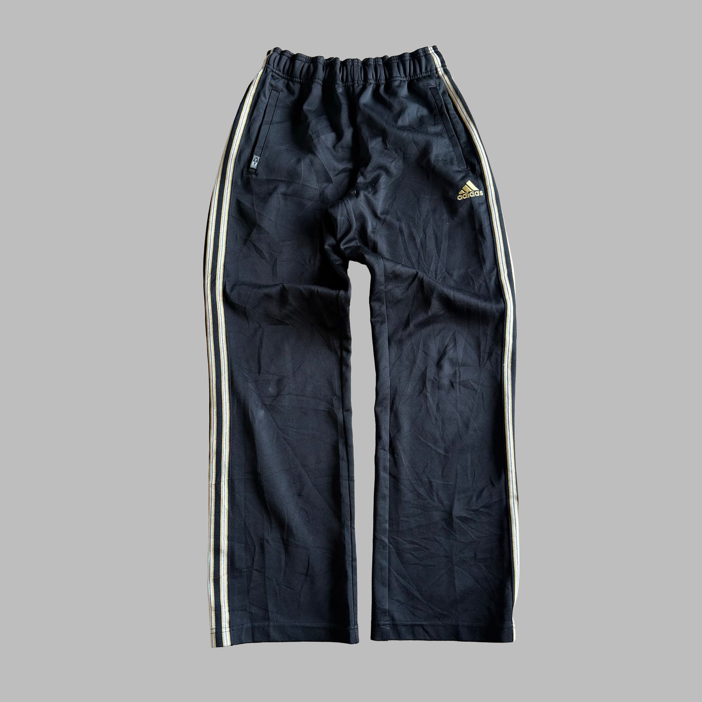 Y2K Adidas Three Stripe Wide Leg Track Pants - S
