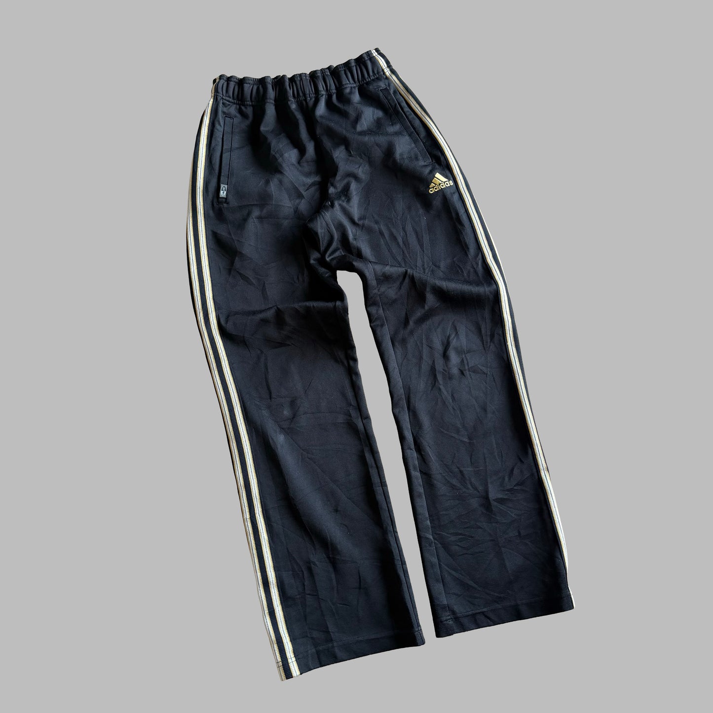 Y2K Adidas Three Stripe Wide Leg Track Pants - S