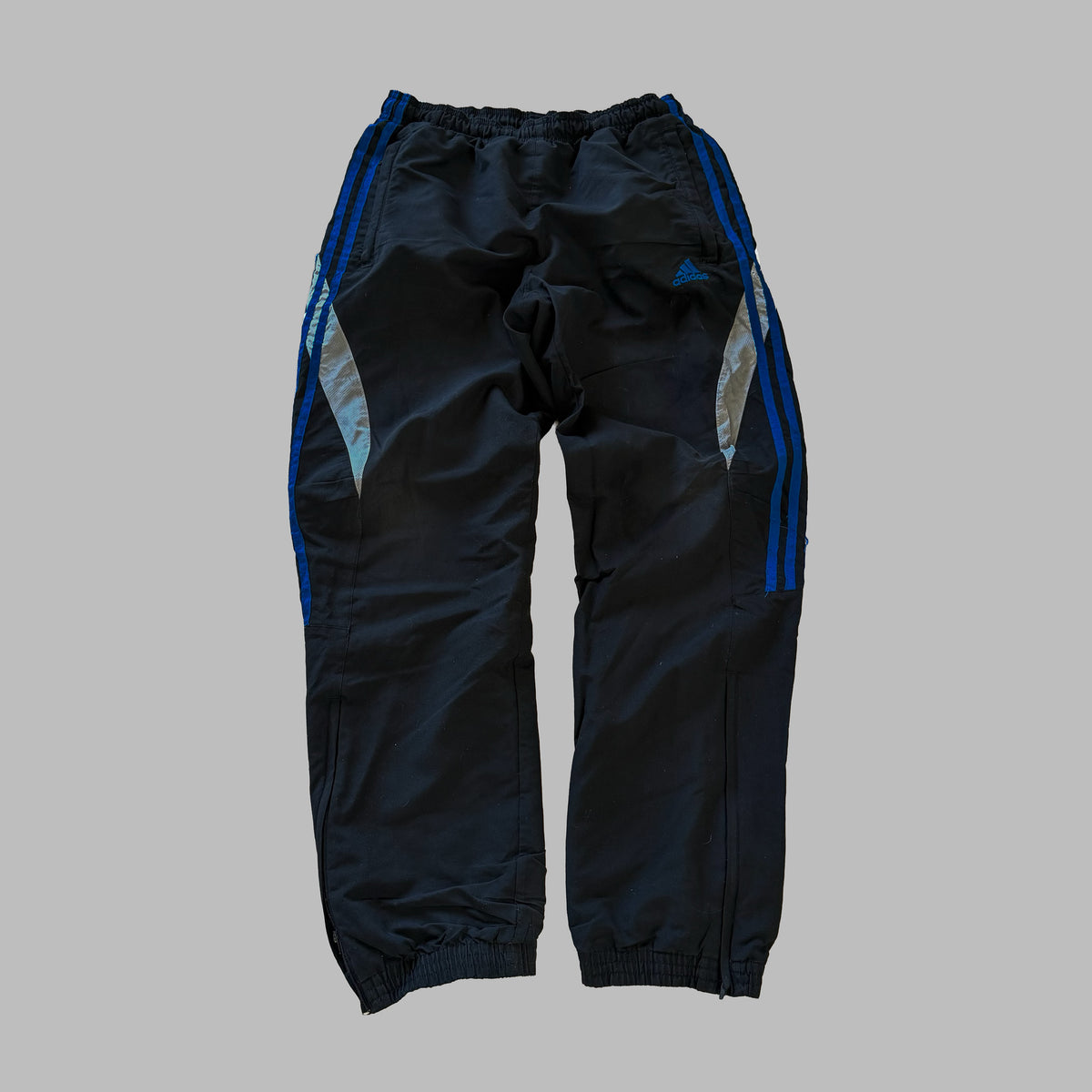 Y2K Adidas Three Stripe Baggy Track Pants - S
