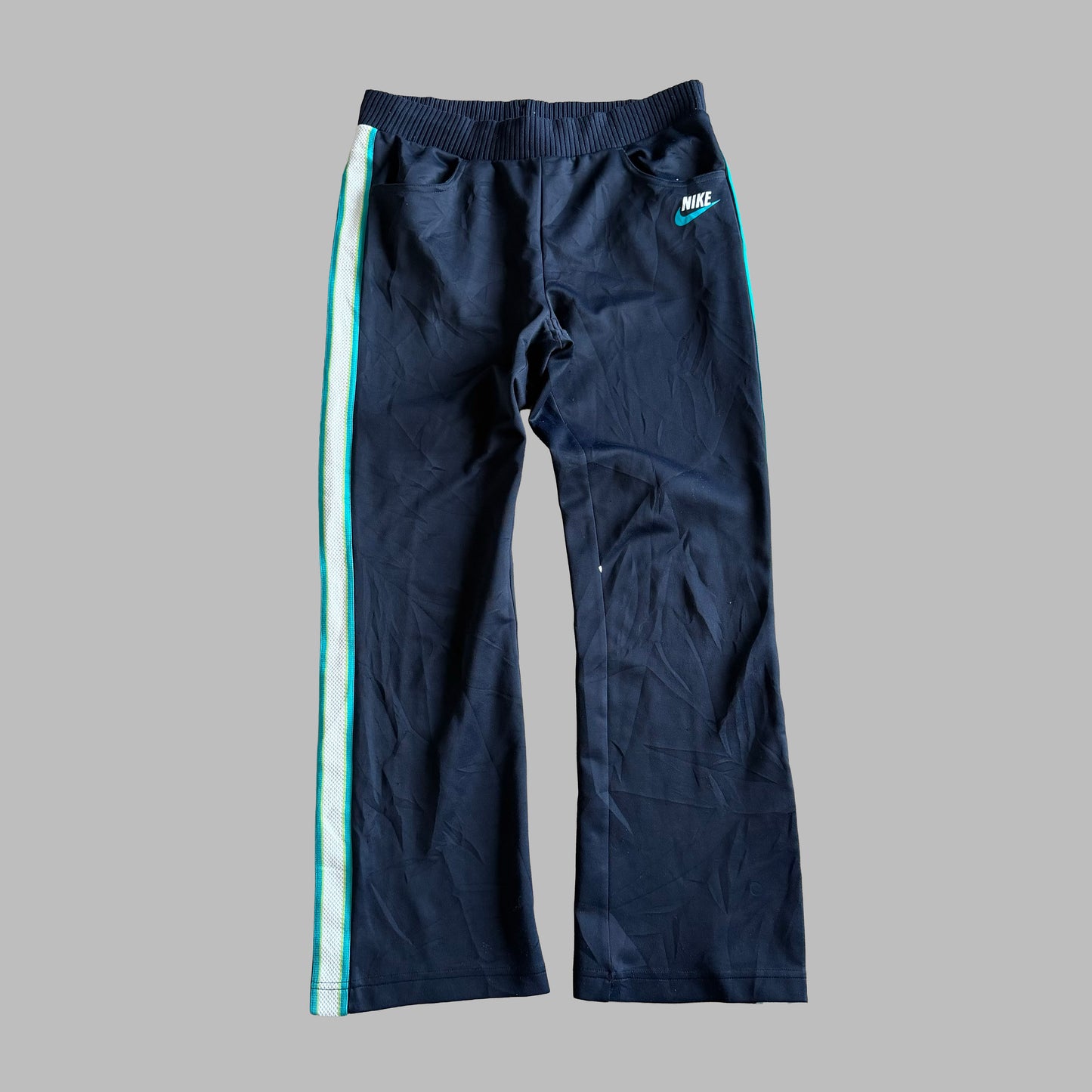 Y2K Nike Striped Wide Leg Track Pants - M